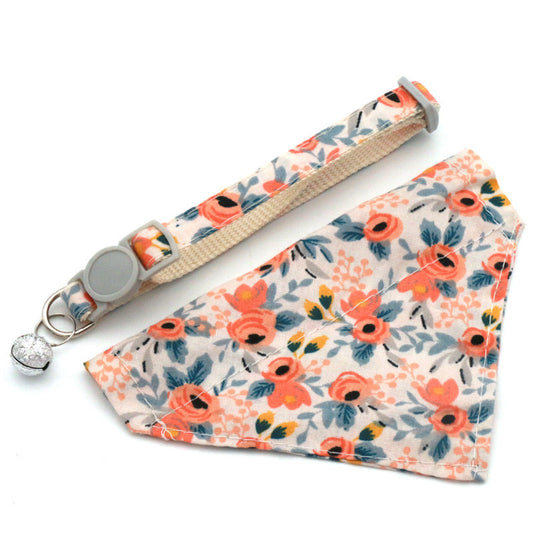JMT-274058 Pet Triangular Scarf Collar in Floral Designs - Multiple Colors and Adjustable Sizes