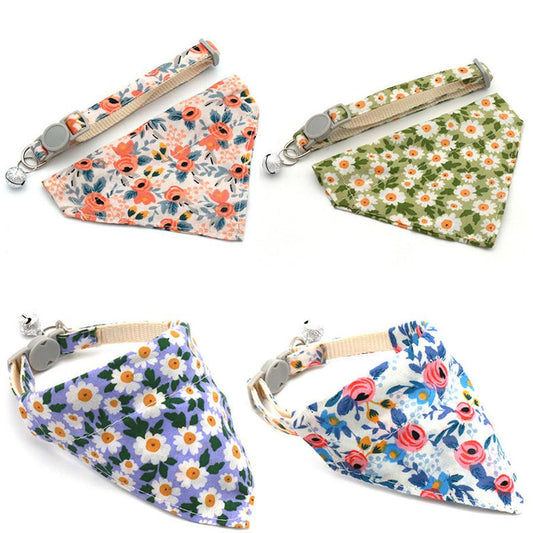 JMT-274058 Pet Triangular Scarf Collar in Floral Designs - Multiple Colors and Adjustable Sizes