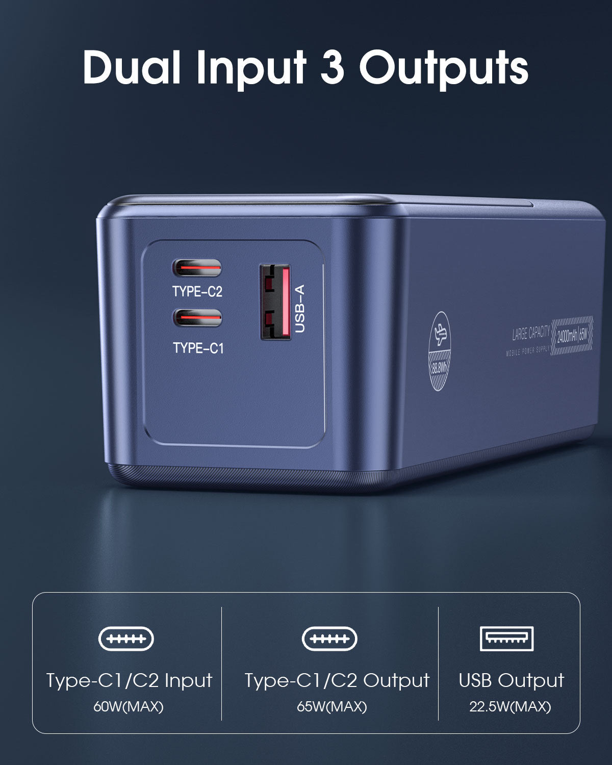 JMT-274762 65W Single-Port USB-C Power Bank for Notebook Charging