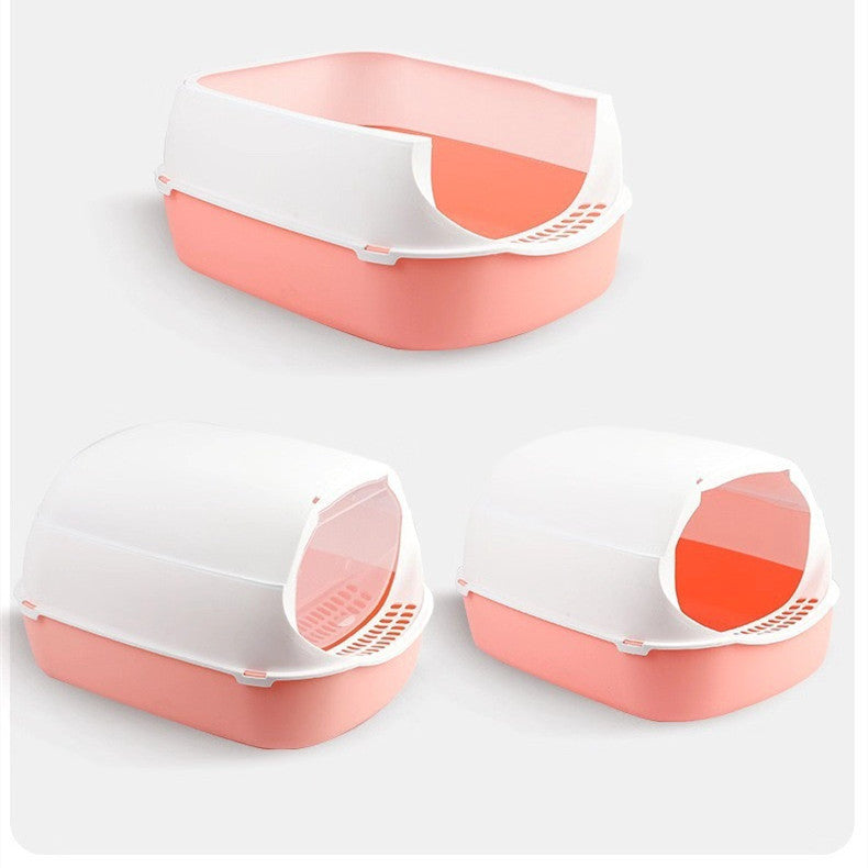 JMT-274826 Splash-proof Enclosed Cat Toilet - Foldable and Detachable Design in Multiple Colors