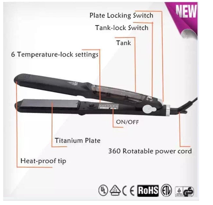JMT-274890 Steam Hair Straightener with Adjustable Temperature Modes and LED Display