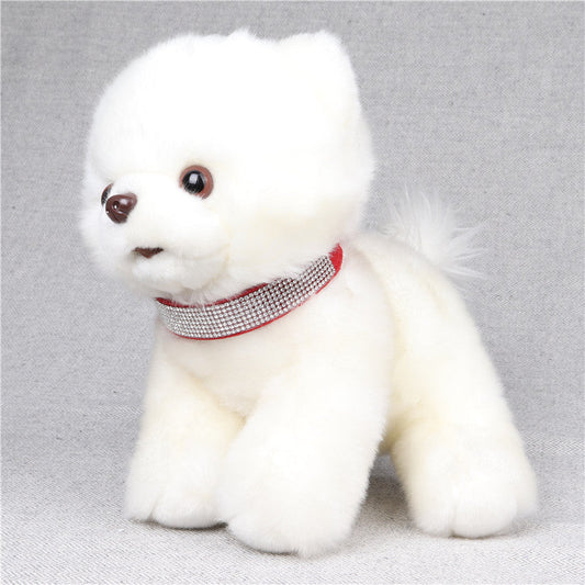 JMT-275402 Microfiber Rhinestone Dog Collar - Red, Black, Purple, Brown - Adjustable Sizes 22-37CM