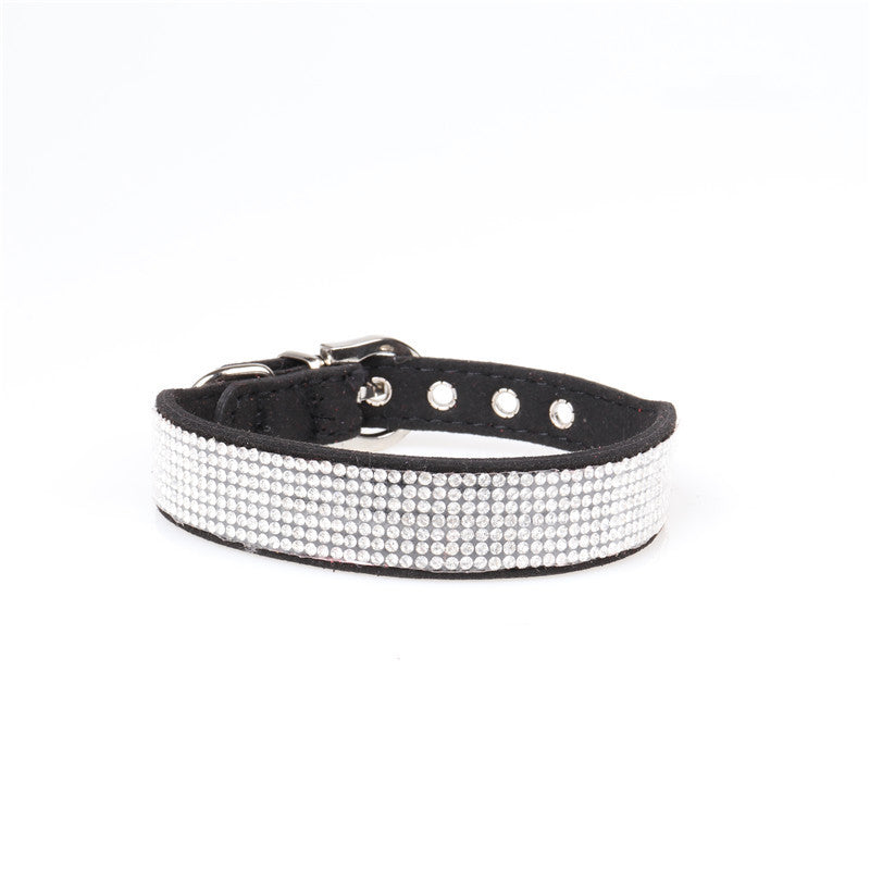 JMT-275402 Microfiber Rhinestone Dog Collar - Red, Black, Purple, Brown - Adjustable Sizes 22-37CM