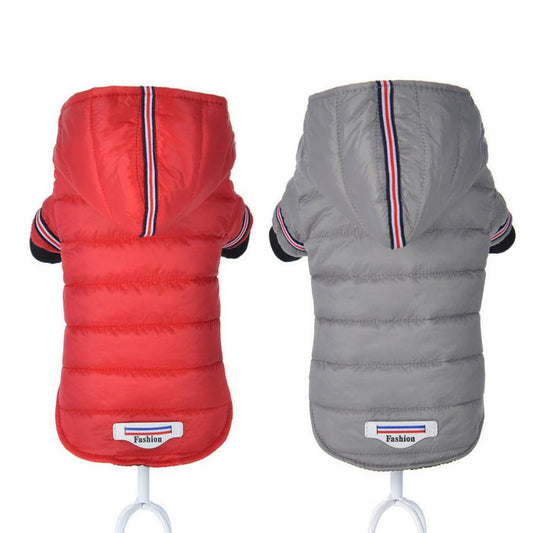 JMT-275658 Cozy Cotton Jacket for Small Dogs - Autumn and Winter Outerwear in Red and Gray