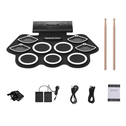 JMT-275722 Foldable Silicone Electric Drum Pad with 12 Demo Songs and 7 Drum Sounds