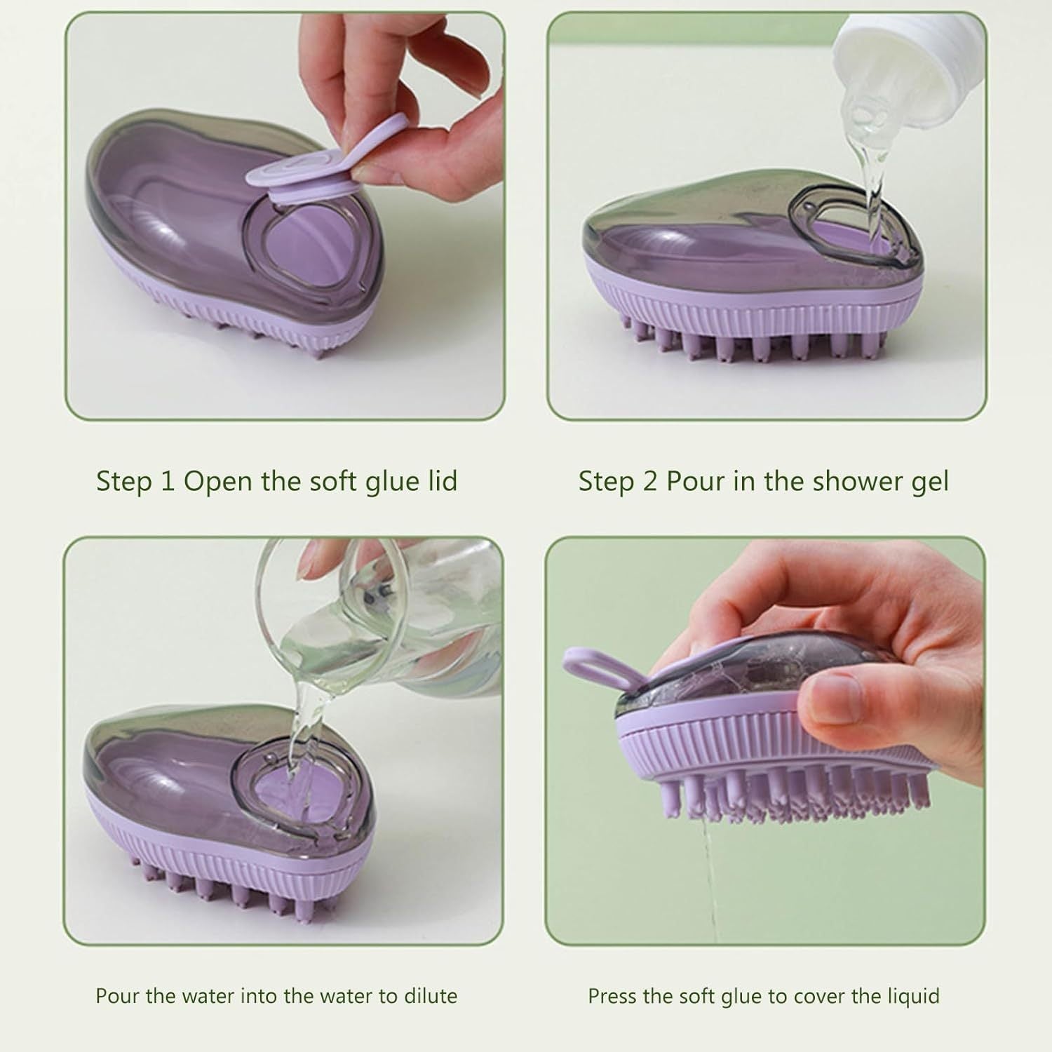 JMT-275978 Silicone Dog Bath Brush with Soap Dispenser - Grooming & Massage Tool for Dogs and Cats