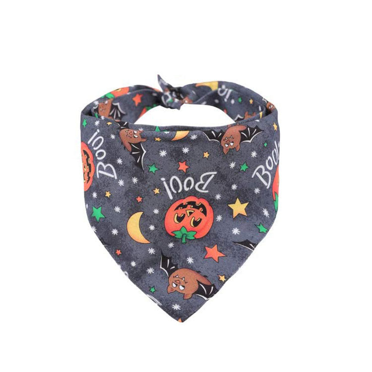 JMT-276362 Double-Sided Pumpkin Pattern Dog Bandana - Cartoon Triangle Scarf for All Seasons