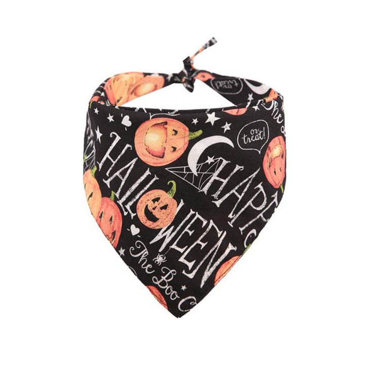 JMT-276362 Double-Sided Pumpkin Pattern Dog Bandana - Cartoon Triangle Scarf for All Seasons