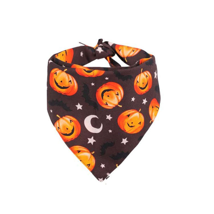 JMT-276362 Double-Sided Pumpkin Pattern Dog Bandana - Cartoon Triangle Scarf for All Seasons