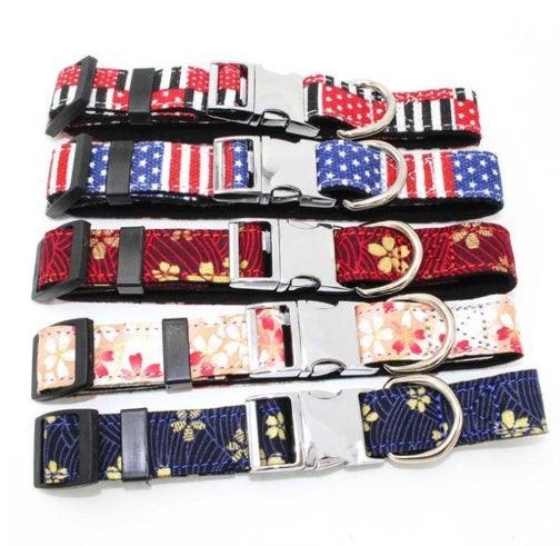 JMT-276554 Adjustable Metal Quick-Release Buckle Fabric Collar for Small and Medium Dogs in Various Colors