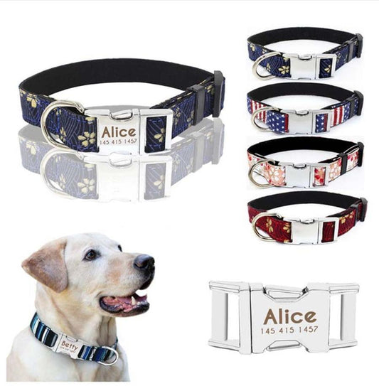 JMT-276554 Adjustable Metal Quick-Release Buckle Fabric Collar for Small and Medium Dogs in Various Colors