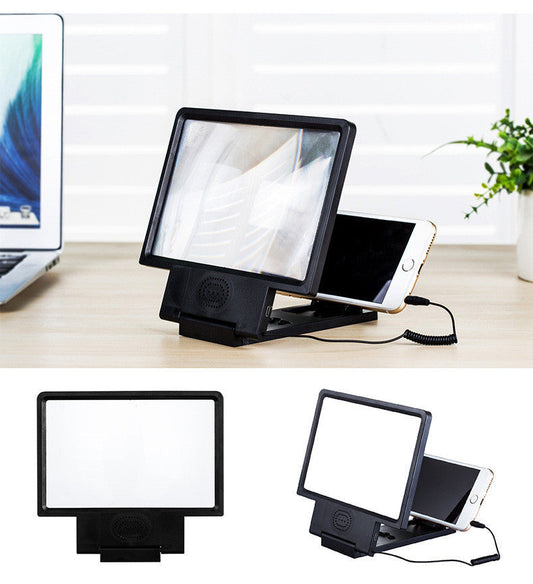 JMT-276746 Mobile Phone 3D Magnifying Glass Screen Magnifier with Lazy Bracket for Desktop Use