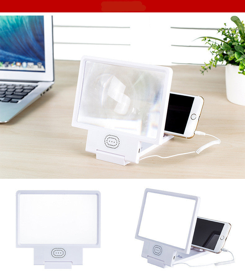 JMT-276746 Mobile Phone 3D Magnifying Glass Screen Magnifier with Lazy Bracket for Desktop Use