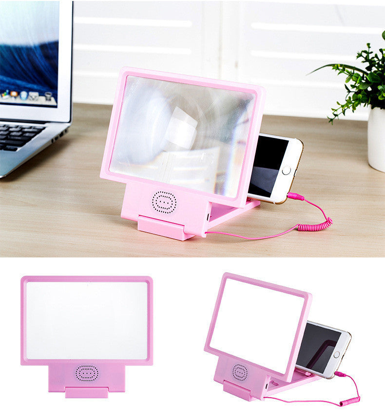 JMT-276746 Mobile Phone 3D Magnifying Glass Screen Magnifier with Lazy Bracket for Desktop Use