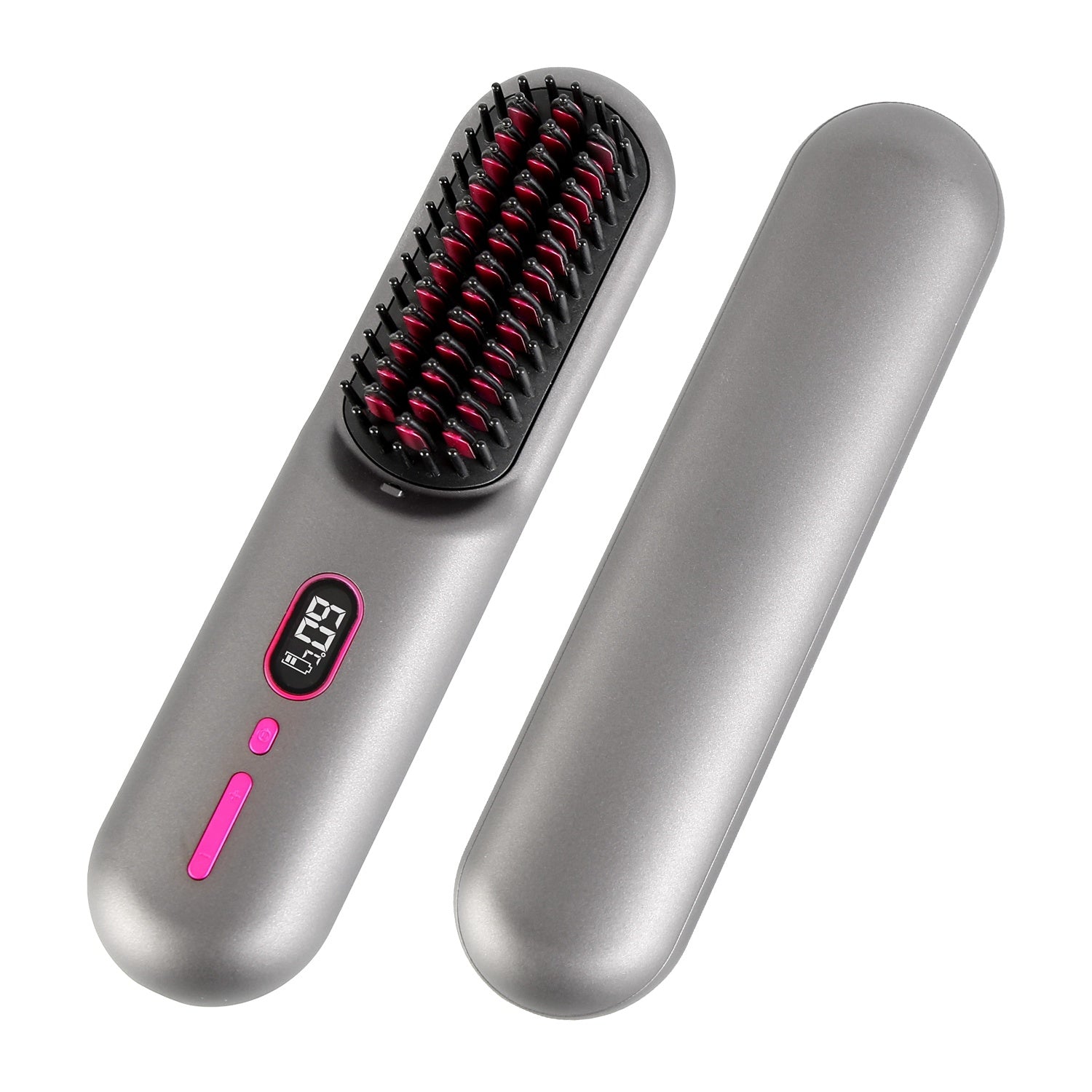 JMT-276874 Cordless Mini Hair Straightener Brush with 12 Heating Levels, Anti-Scald Design, and 30Mins Auto Sleep