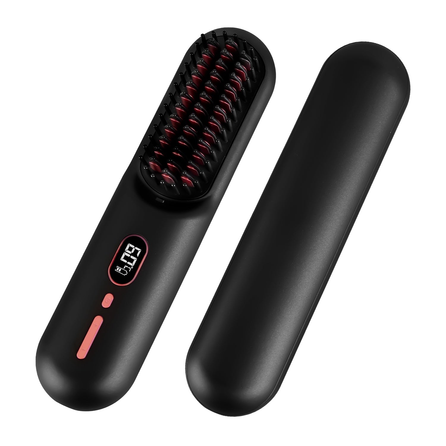 JMT-276874 Cordless Mini Hair Straightener Brush with 12 Heating Levels, Anti-Scald Design, and 30Mins Auto Sleep