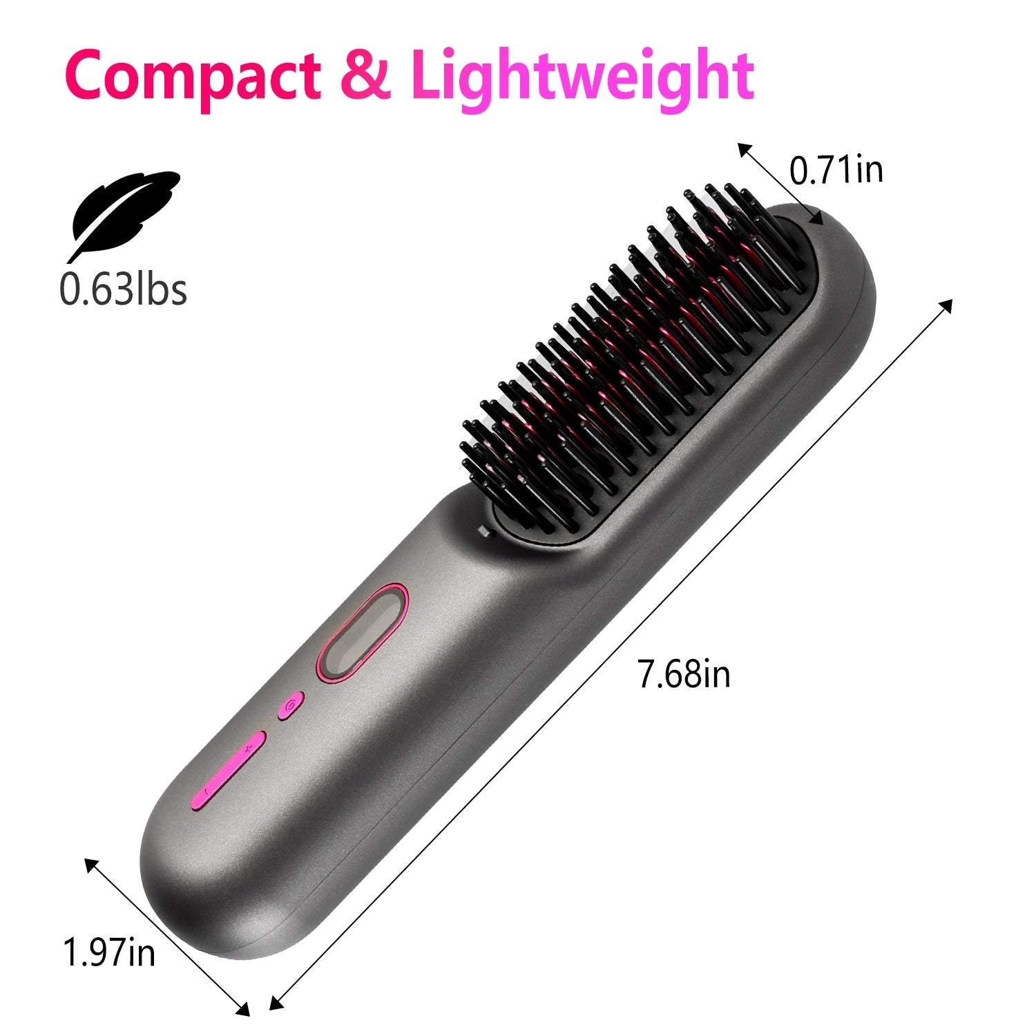 JMT-276874 Cordless Mini Hair Straightener Brush with 12 Heating Levels, Anti-Scald Design, and 30Mins Auto Sleep