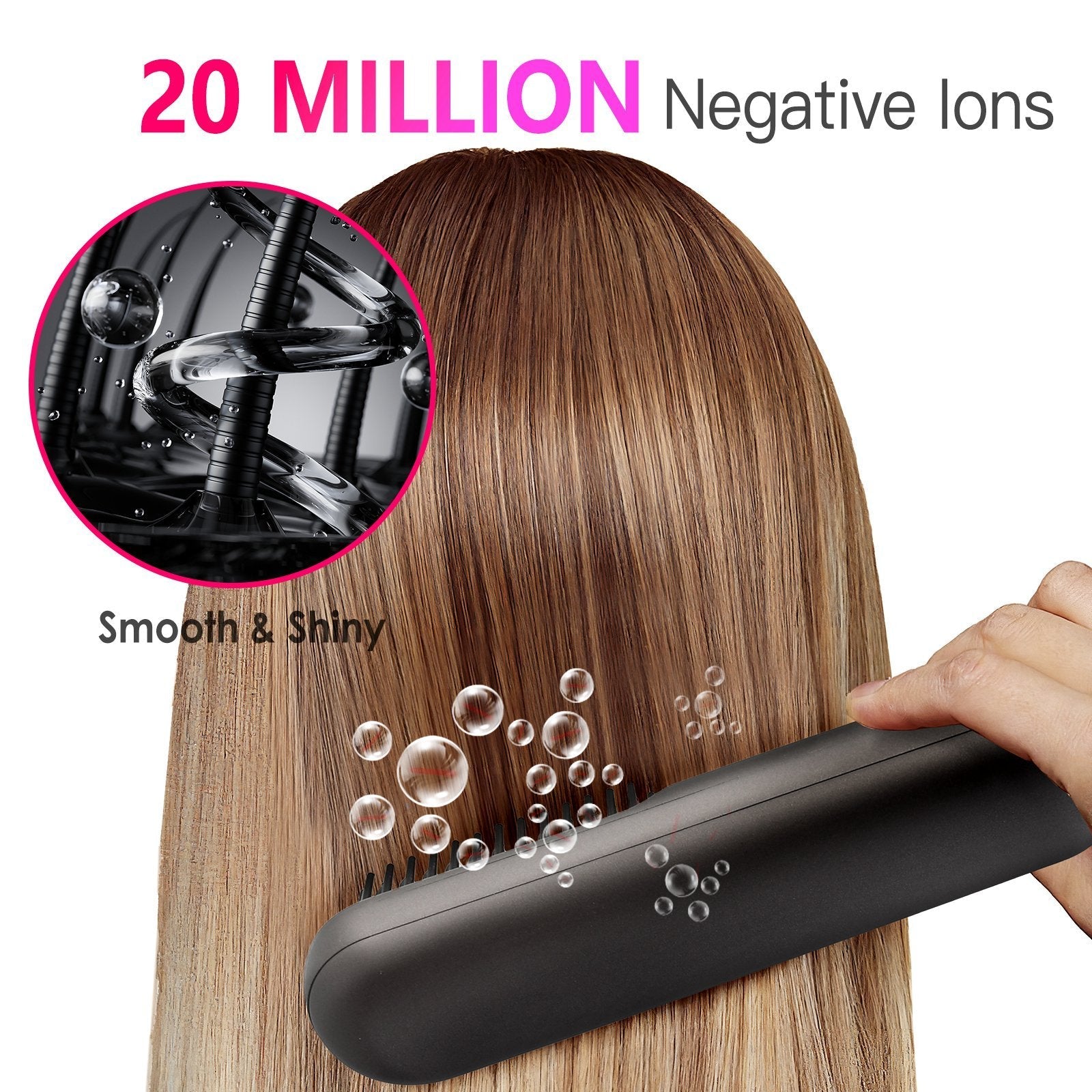JMT-276874 Cordless Mini Hair Straightener Brush with 12 Heating Levels, Anti-Scald Design, and 30Mins Auto Sleep