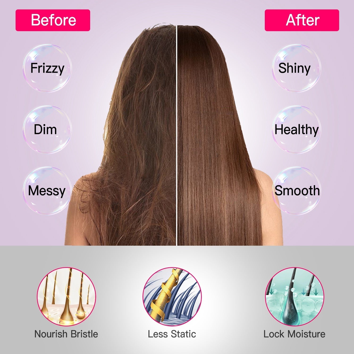 JMT-276874 Cordless Mini Hair Straightener Brush with 12 Heating Levels, Anti-Scald Design, and 30Mins Auto Sleep