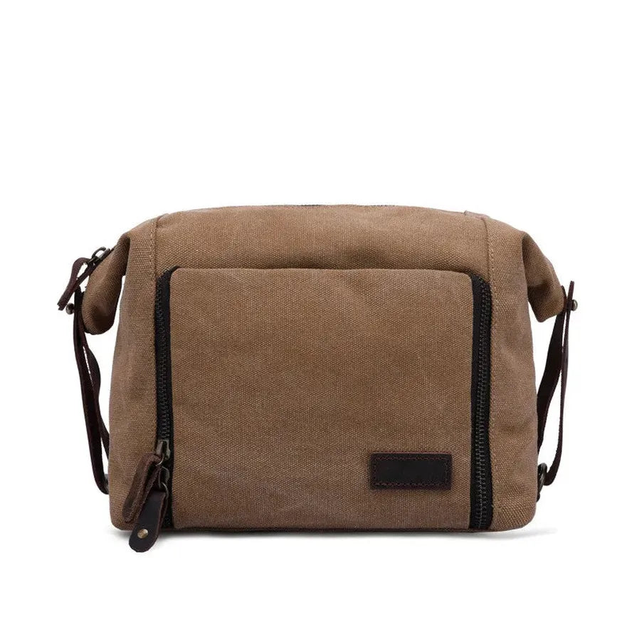 JMT-276938 Eco-Friendly Canvas Toiletry Bag with Zipper Closure - Retro Travel Cosmetic Storage
