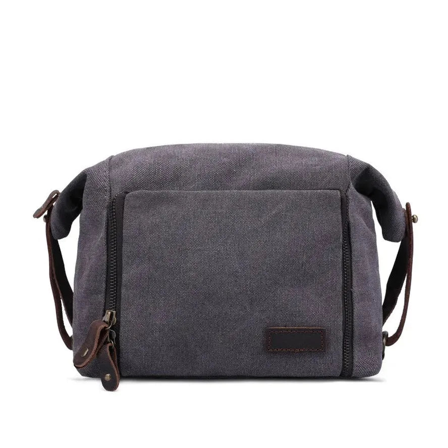 JMT-276938 Eco-Friendly Canvas Toiletry Bag with Zipper Closure - Retro Travel Cosmetic Storage