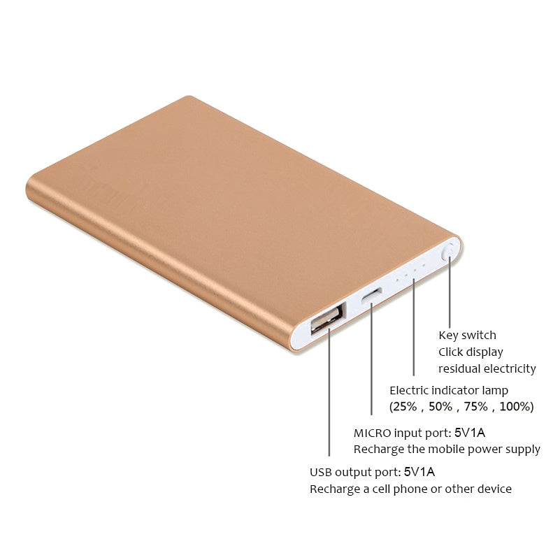JMT-277066 Ultra-Thin 4500mAh Polymer Lithium Ion Power Bank - Alloy Shell, Available in Multiple Colors