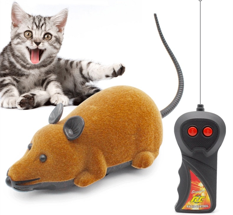 JMT-277194 Remote-Controlled Electric Mouse Toy for Cats - Flocking and ABS Plastic, Available in Black, Brown, and Gray