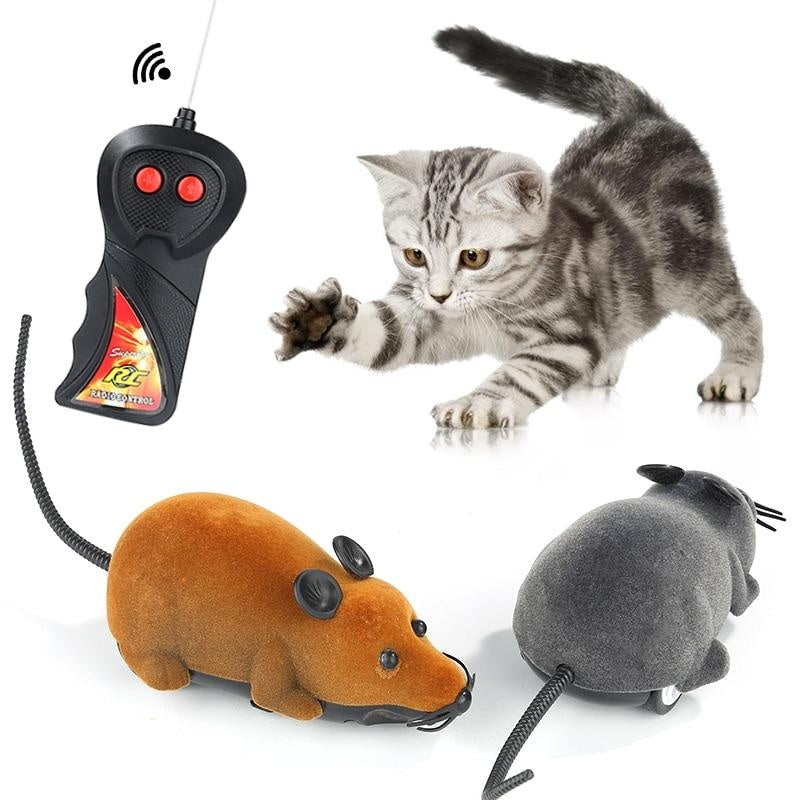 JMT-277194 Remote-Controlled Electric Mouse Toy for Cats - Flocking and ABS Plastic, Available in Black, Brown, and Gray