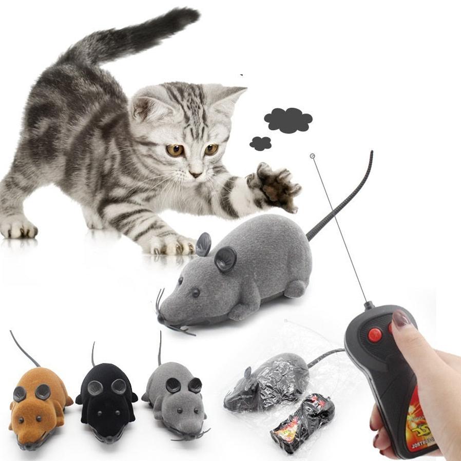 JMT-277194 Remote-Controlled Electric Mouse Toy for Cats - Flocking and ABS Plastic, Available in Black, Brown, and Gray
