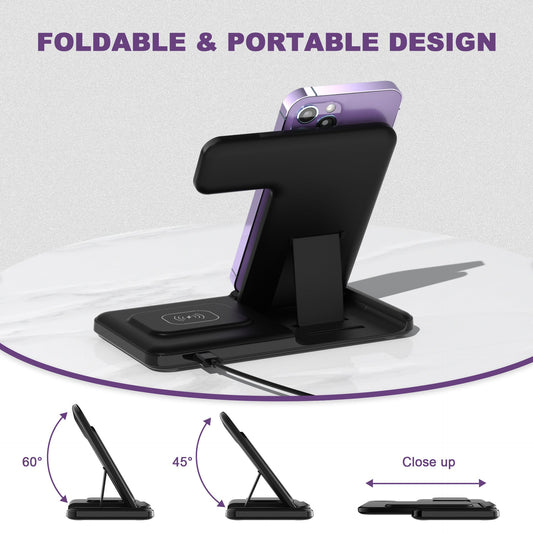 JMT-277578 Three-in-One Wireless Charger with Vertical Bracket and Fast Charging Functionality - Black/White Options Available
