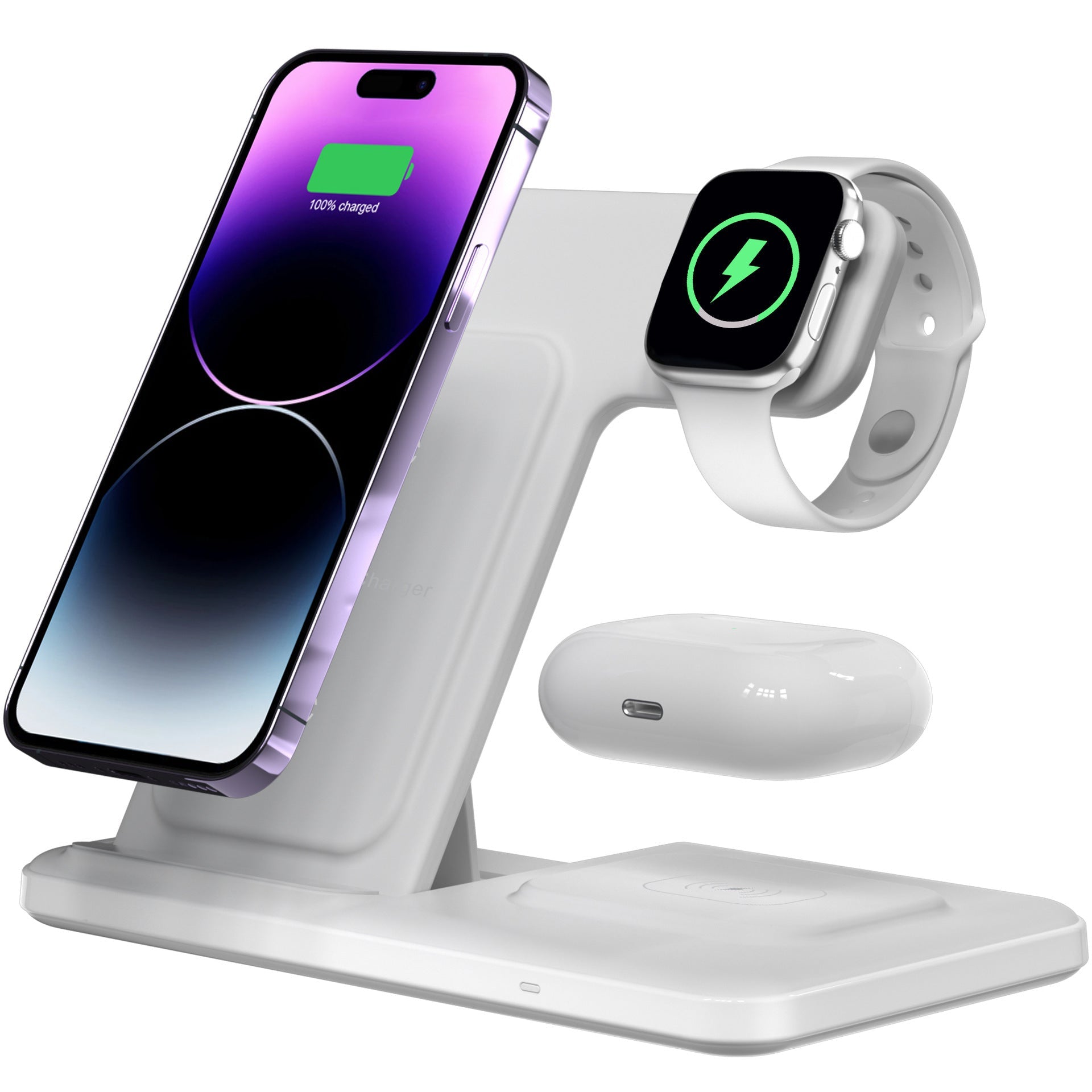 JMT-277578 Three-in-One Wireless Charger with Vertical Bracket and Fast Charging Functionality - Black/White Options Available