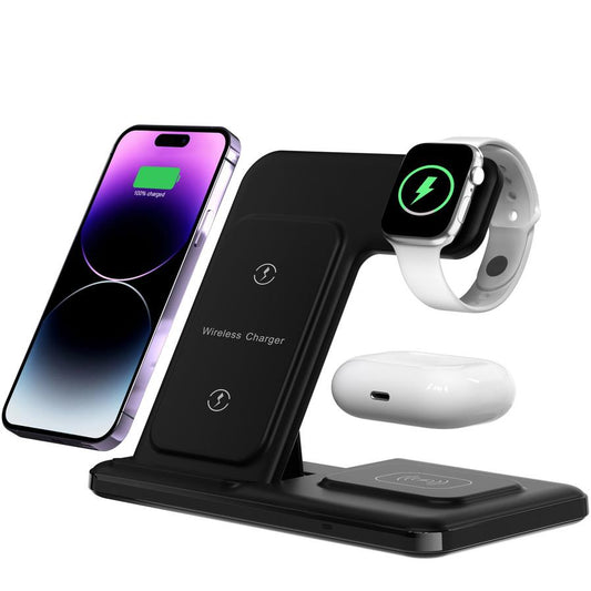 JMT-277578 Three-in-One Wireless Charger with Vertical Bracket and Fast Charging Functionality - Black/White Options Available