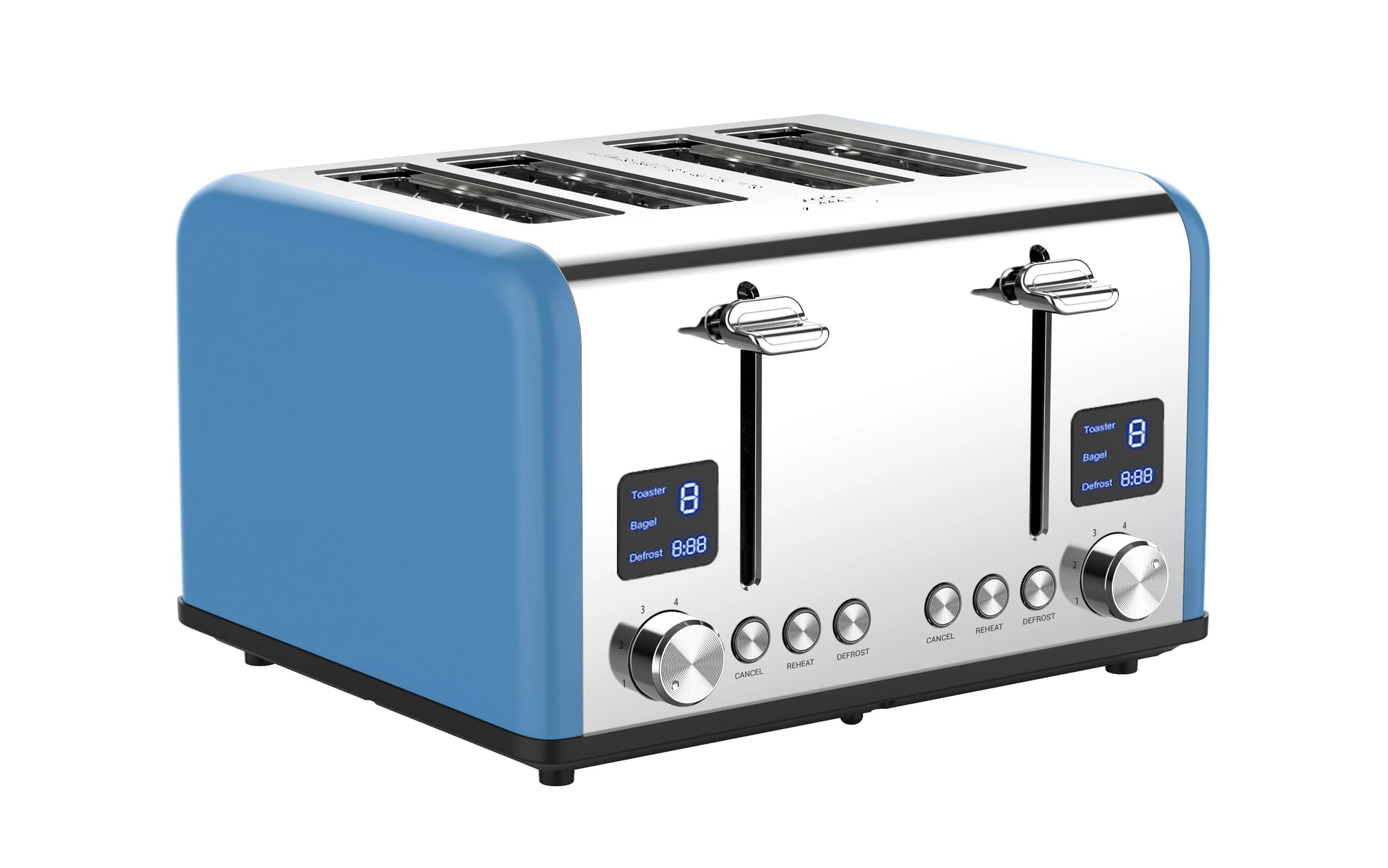 JMT-277706 Extra Wide 4-Slice Retro Toaster with 6 Browning Levels for Reheat, Defrost, and Cancel Functions