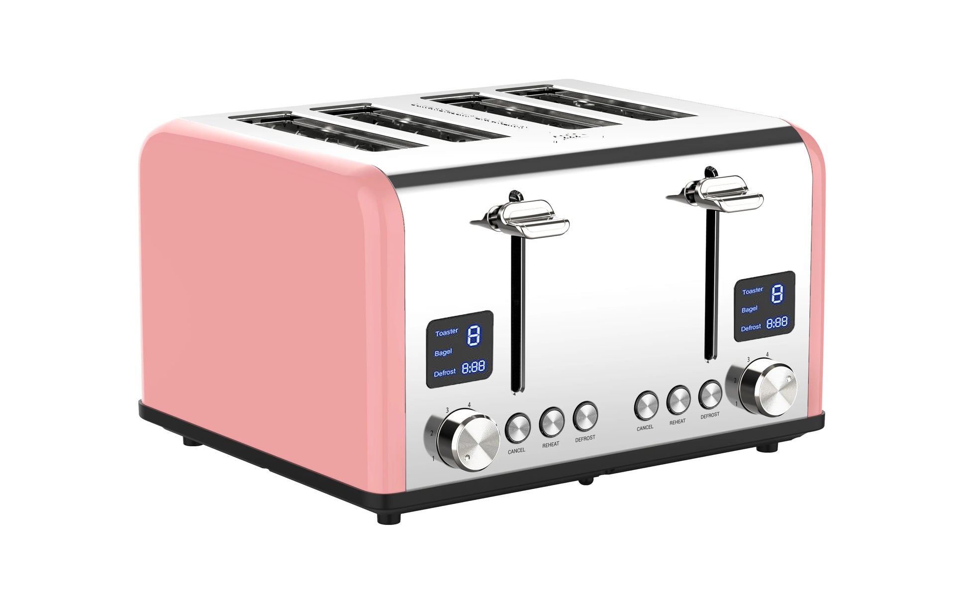 JMT-277706 Extra Wide 4-Slice Retro Toaster with 6 Browning Levels for Reheat, Defrost, and Cancel Functions
