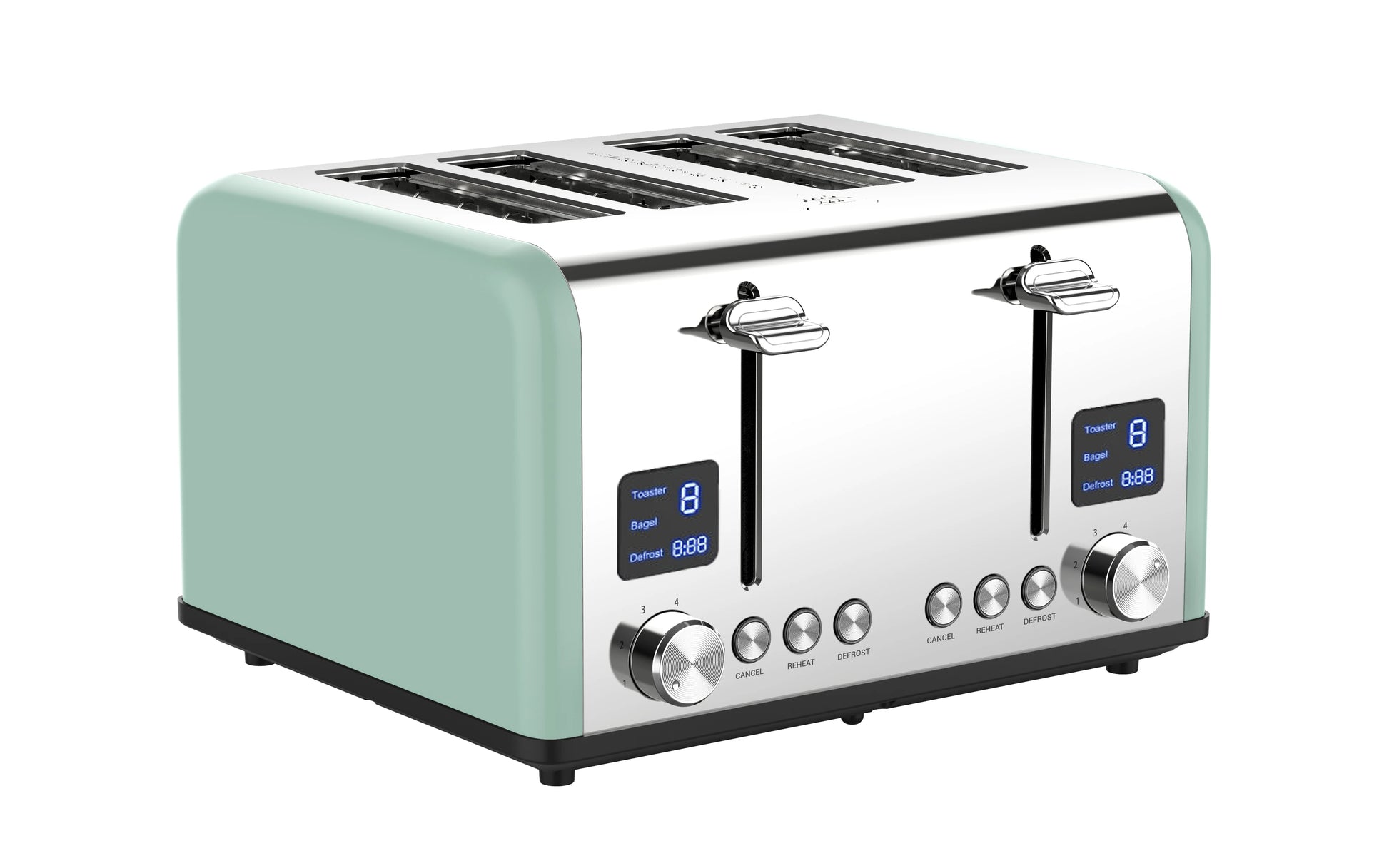 JMT-277706 Extra Wide 4-Slice Retro Toaster with 6 Browning Levels for Reheat, Defrost, and Cancel Functions