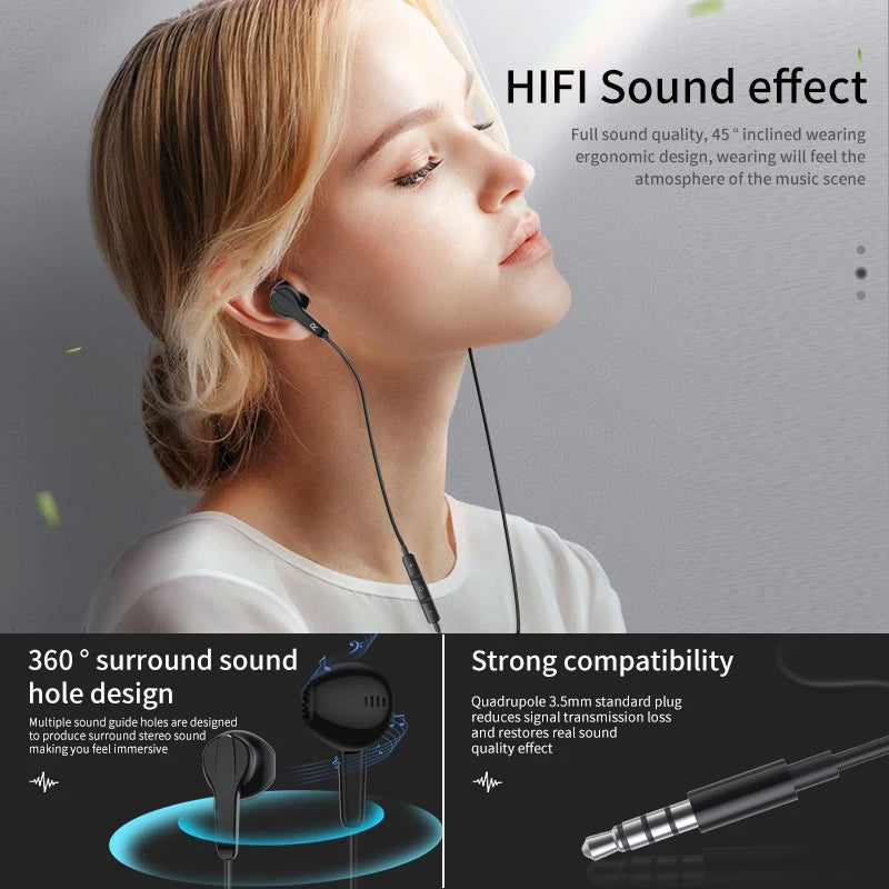 JMT-277706 Wired 3.5mm In-Ear Headphones with Microphone for Smartphones