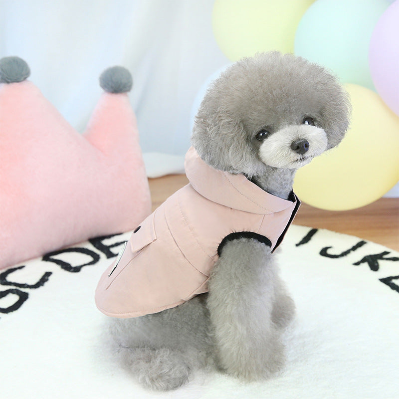 JMT-278666 Pet Cotton Denim Hooded Vest for Autumn and Winter - Sleeveless Design in Multiple Sizes