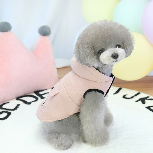 JMT-278666 Pet Cotton Denim Hooded Vest for Autumn and Winter - Sleeveless Design in Multiple Sizes