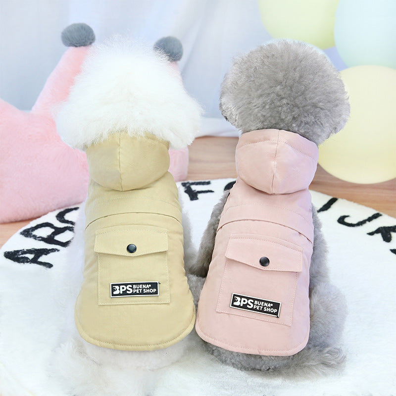 JMT-278666 Pet Cotton Denim Hooded Vest for Autumn and Winter - Sleeveless Design in Multiple Sizes