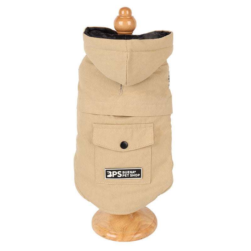 JMT-278666 Pet Cotton Denim Hooded Vest for Autumn and Winter - Sleeveless Design in Multiple Sizes