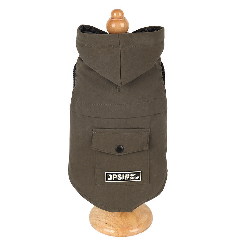 JMT-278666 Pet Cotton Denim Hooded Vest for Autumn and Winter - Sleeveless Design in Multiple Sizes