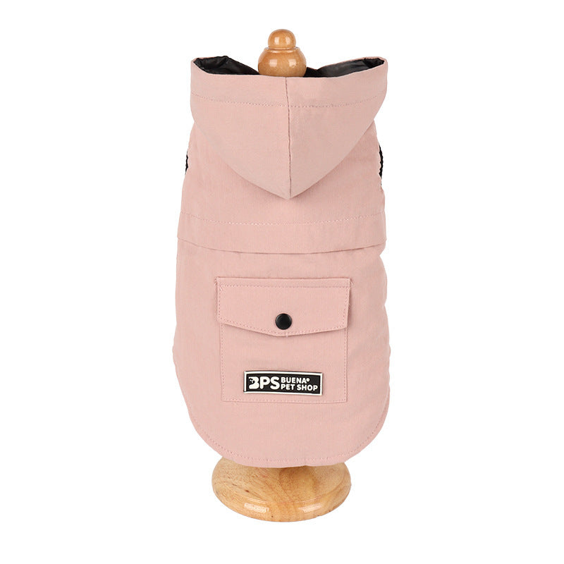 JMT-278666 Pet Cotton Denim Hooded Vest for Autumn and Winter - Sleeveless Design in Multiple Sizes