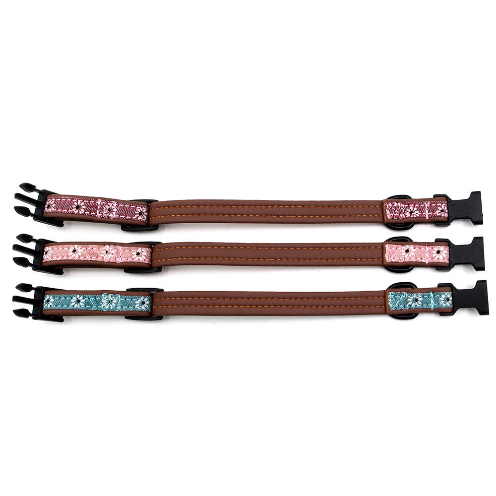 JMT-278858 Light Blue and Pink Dog Collar with Plastic Buckle - Adjustable Sizes XS to L for Comfort and Style