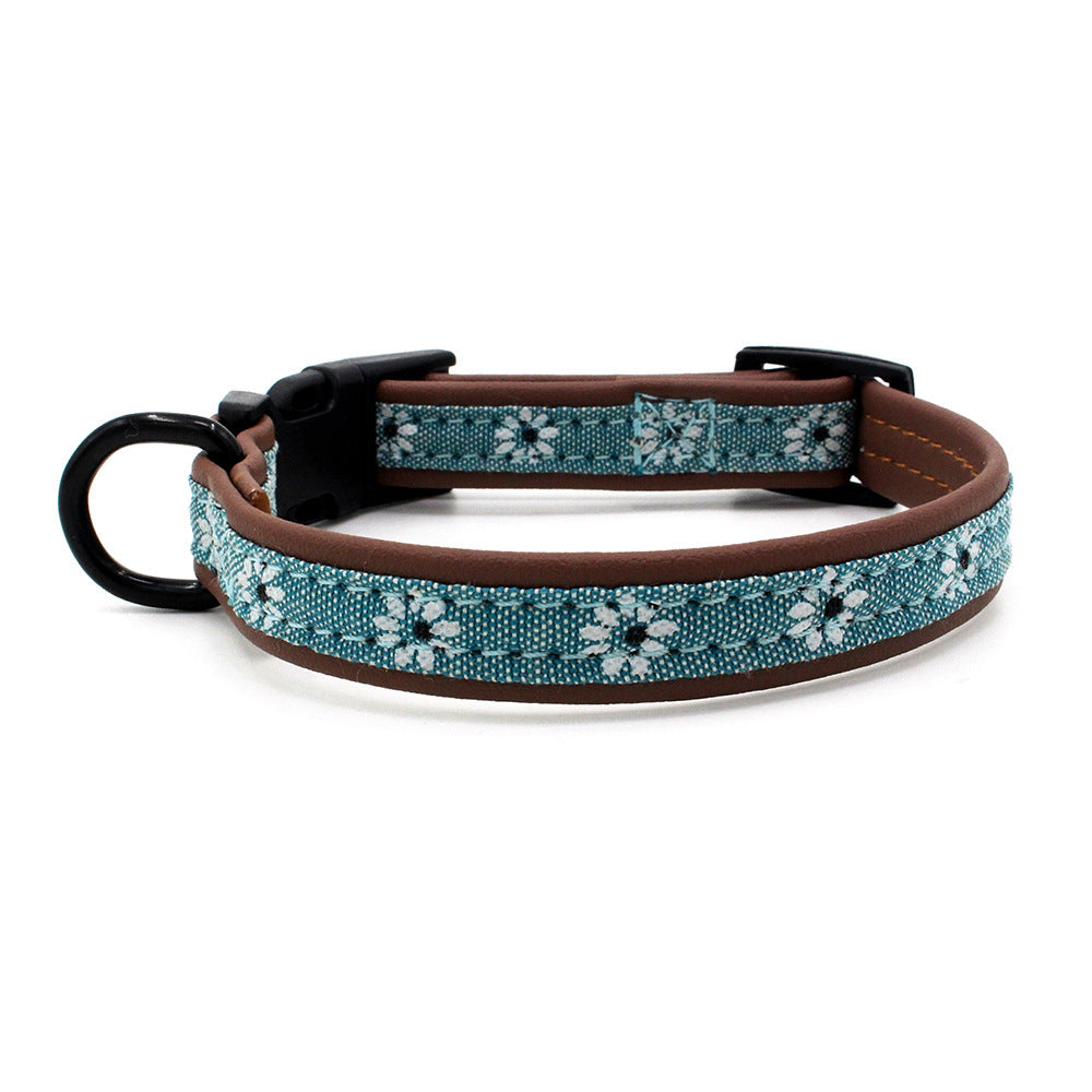 JMT-278858 Light Blue and Pink Dog Collar with Plastic Buckle - Adjustable Sizes XS to L for Comfort and Style