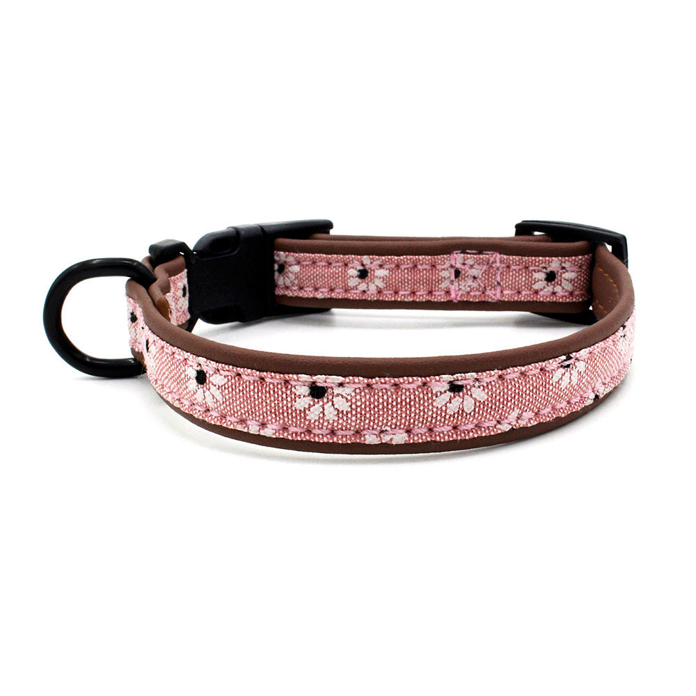 JMT-278858 Light Blue and Pink Dog Collar with Plastic Buckle - Adjustable Sizes XS to L for Comfort and Style