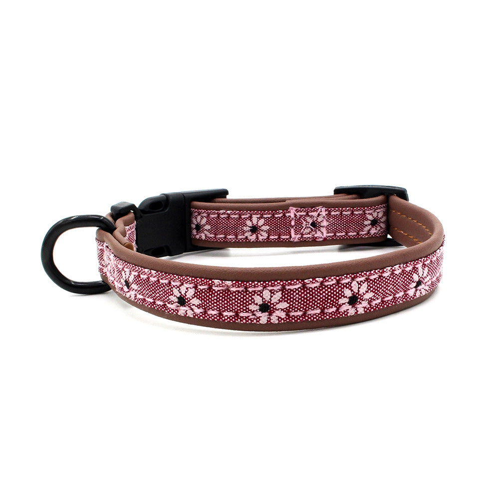JMT-278858 Light Blue and Pink Dog Collar with Plastic Buckle - Adjustable Sizes XS to L for Comfort and Style