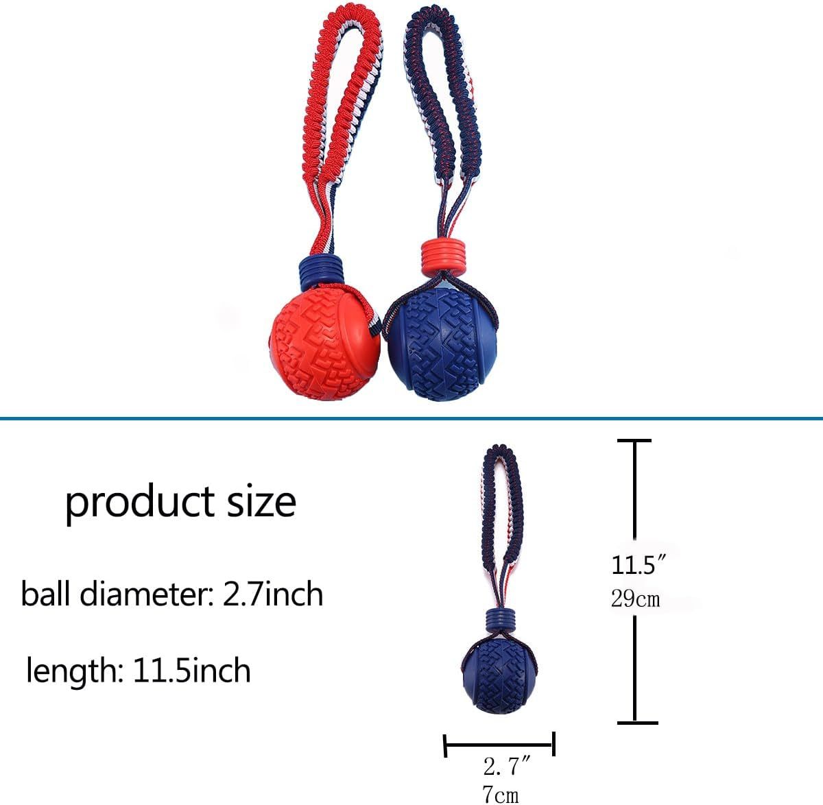 JMT-279178 Durable Dog Ball with Rope for Small to Medium Dogs - Non-Toxic and Tooth-Cleaning Toy