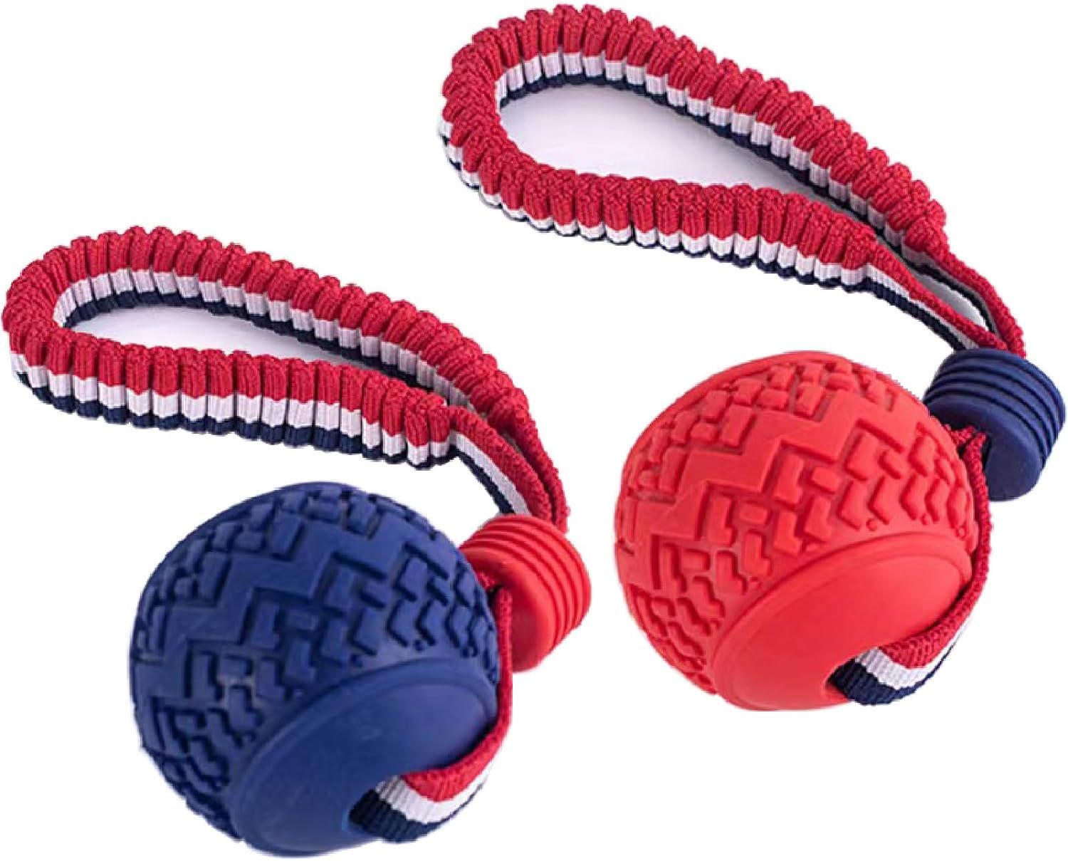 JMT-279178 Durable Dog Ball with Rope for Small to Medium Dogs - Non-Toxic and Tooth-Cleaning Toy