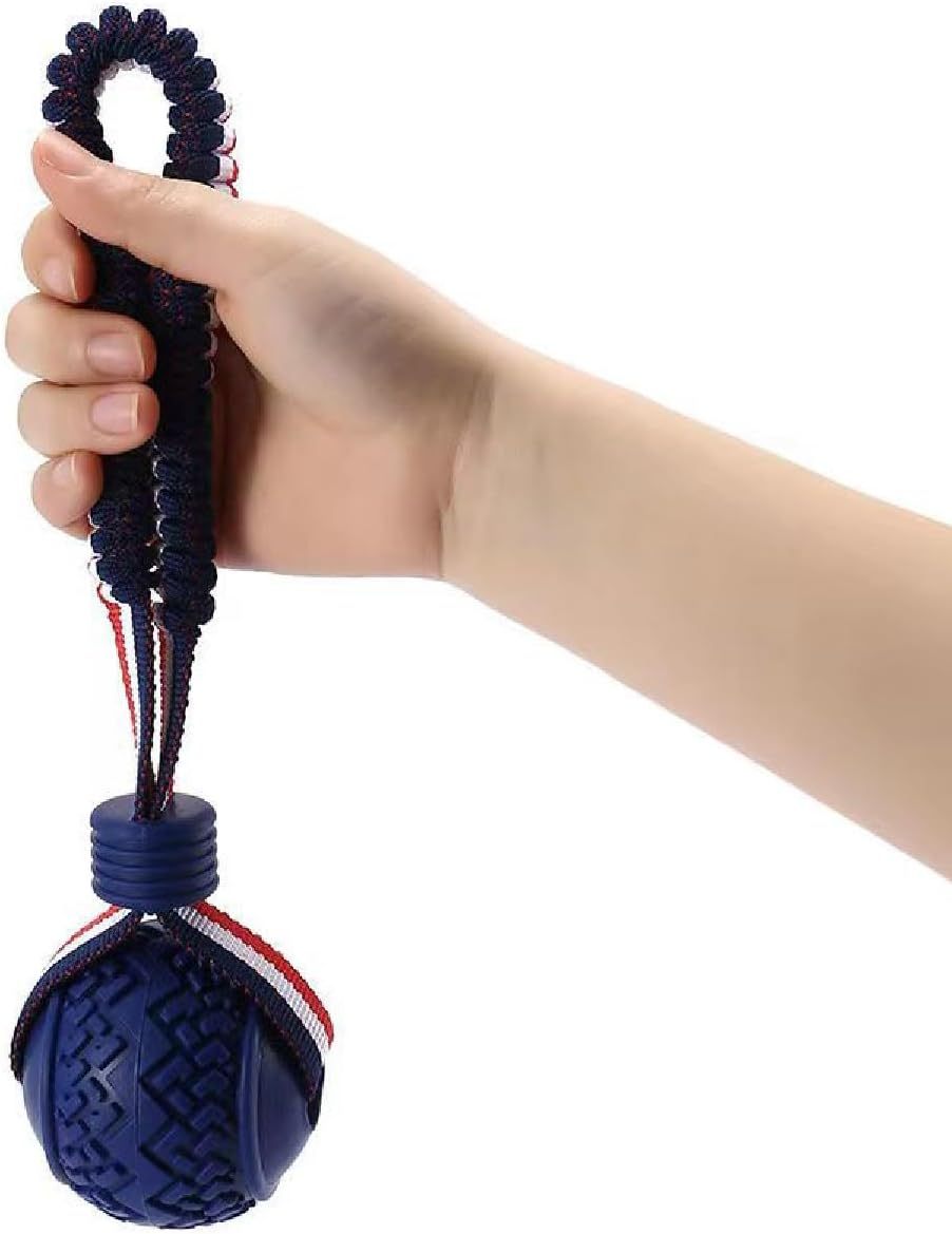 JMT-279178 Durable Dog Ball with Rope for Small to Medium Dogs - Non-Toxic and Tooth-Cleaning Toy