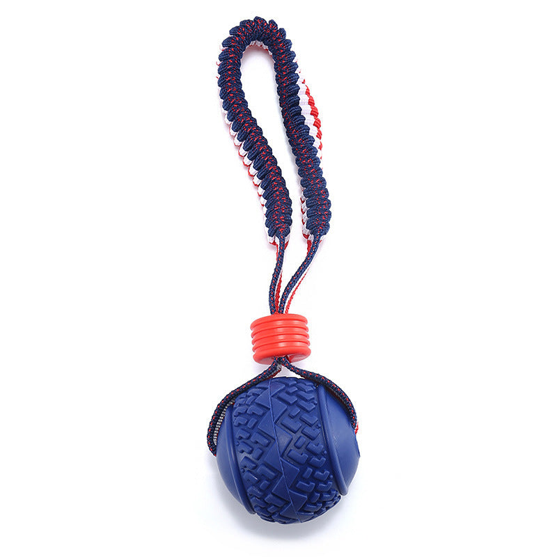 JMT-279178 Durable Dog Ball with Rope for Small to Medium Dogs - Non-Toxic and Tooth-Cleaning Toy